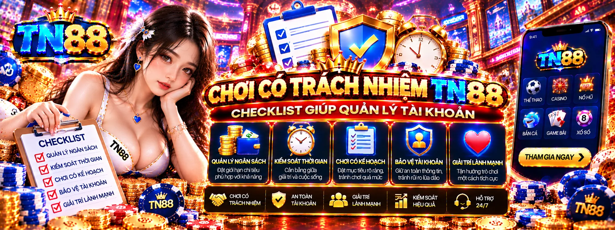 Chơi có trách nhiệm TN88 Checklist giúp quản lý tài khoản 