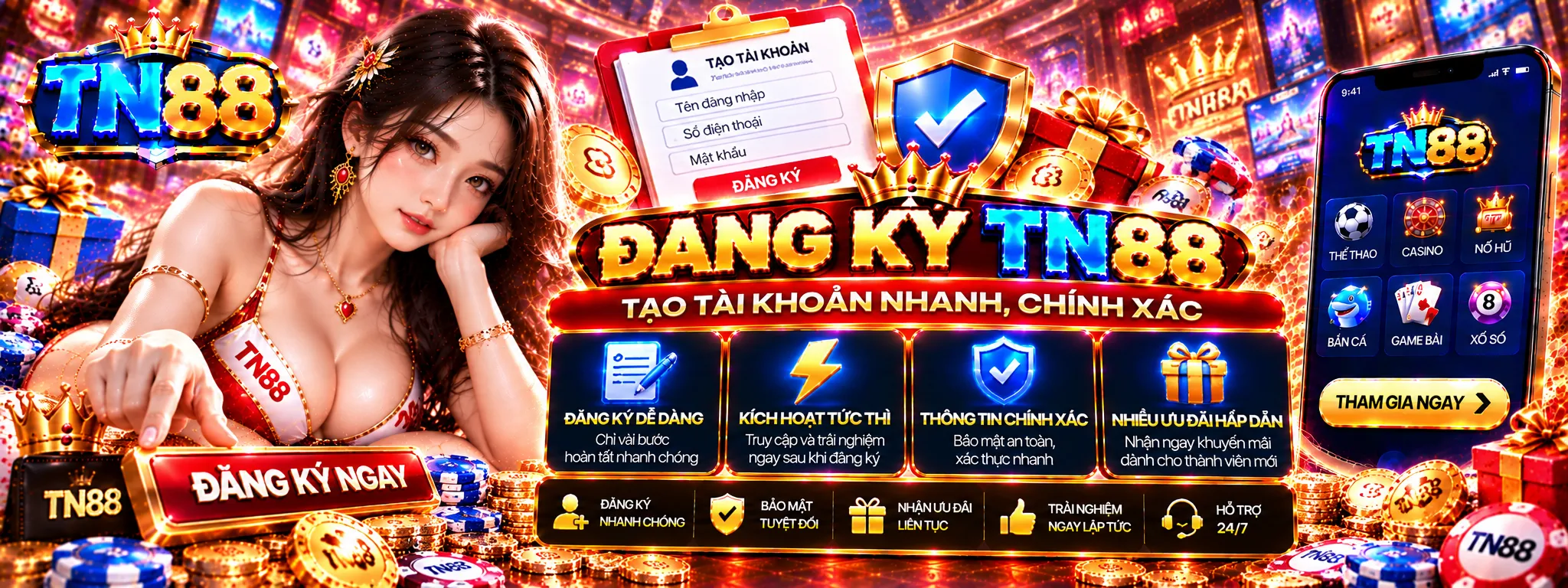 Đăng ký tao tài khoản nhanh chính xác tại TN88