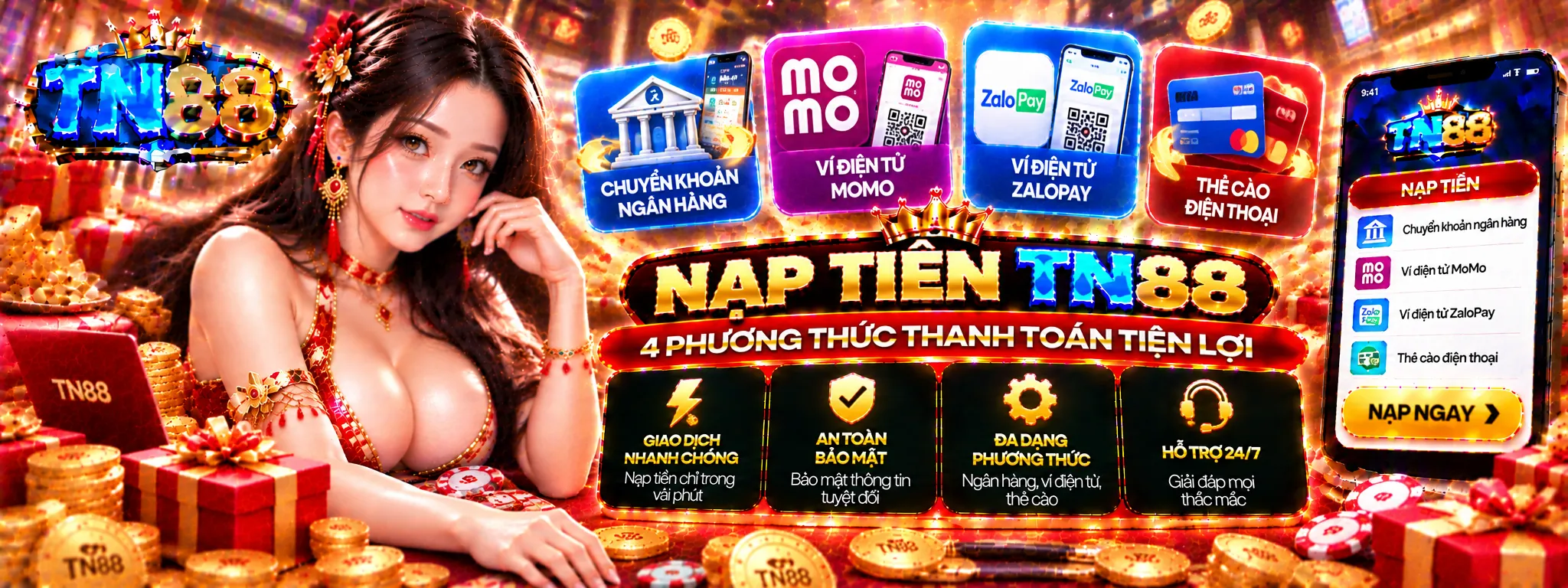 Nạp tiền tiện lợi tại TN88