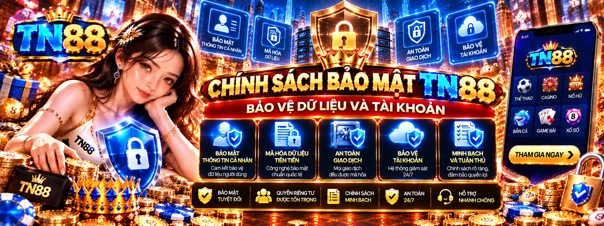 Bảo vệ dữ liệu và tài khoản an toàn tại TN88